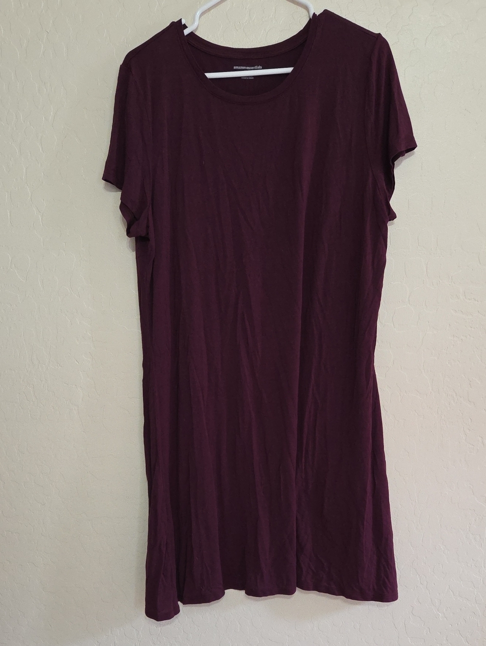Amazon Essentials Maroon Crewneck Tee Dress
